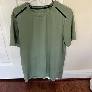 RHONE Men's Short-Sleeve Crew Tee in Olive Green with Black Accents